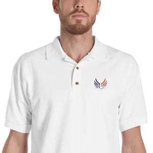 Shepherds College Embroidered Polo Shirt - White & Sport Grey